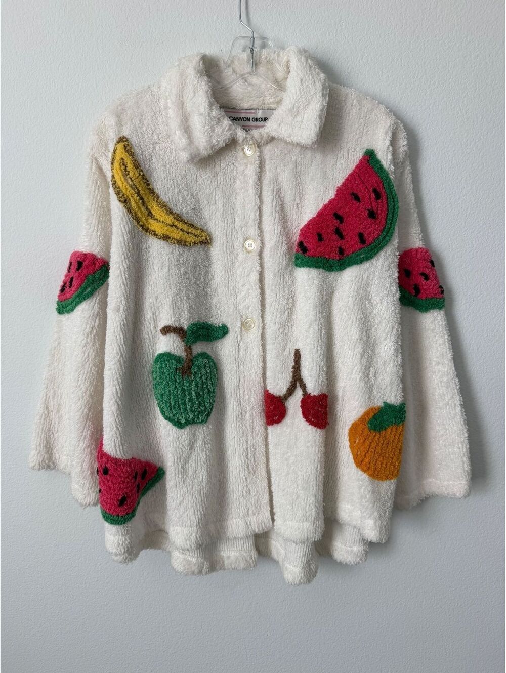 Canyon Group by Damze Co. Vintage Button Up Terry Applique Fruit Shirt Size M
